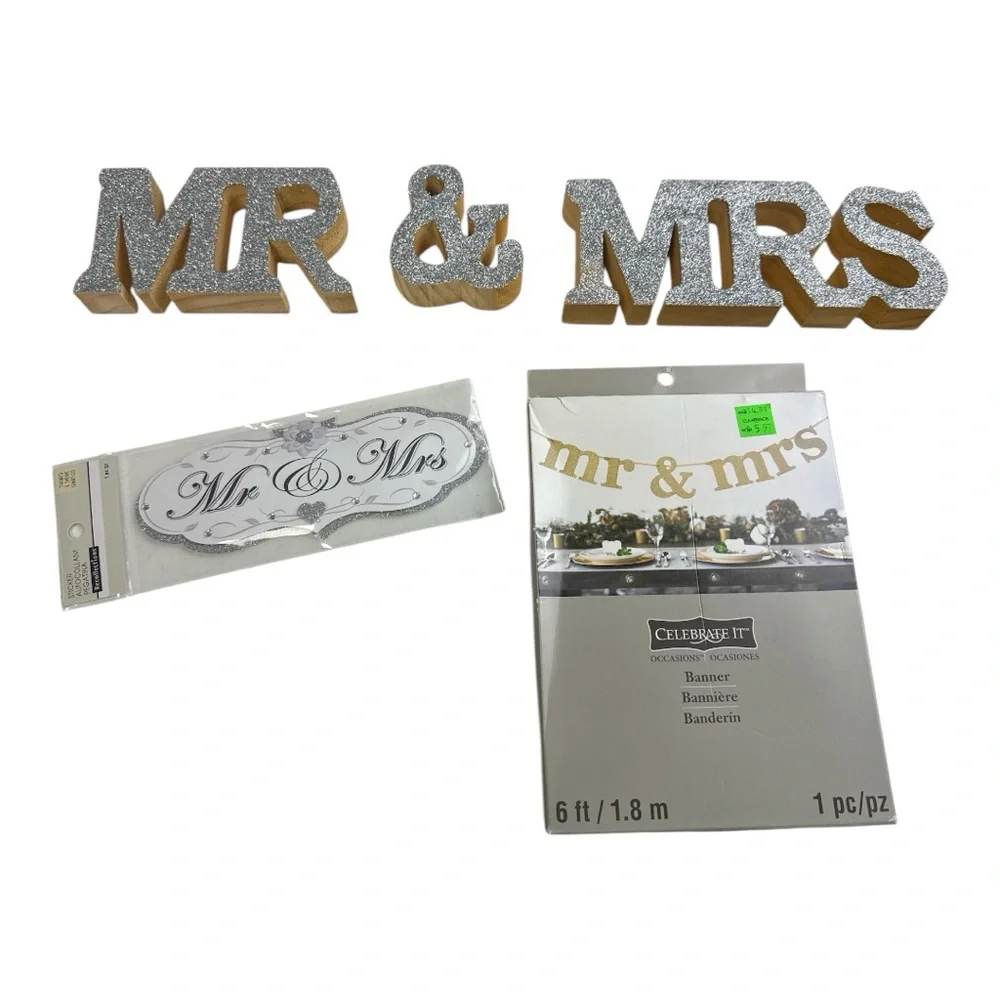 Silver and Gold MR & MRS Party Banner Sets
